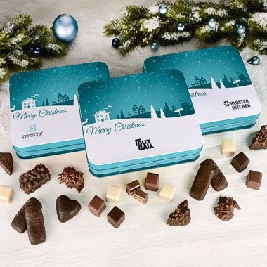Präsentdose "Merry Christmas" mit Ihrem Firmenlogo