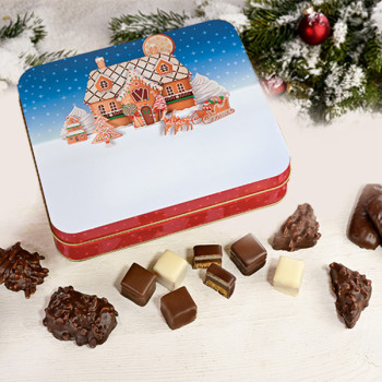 Präsentdose Weihnachtshaus    "Neues Design"