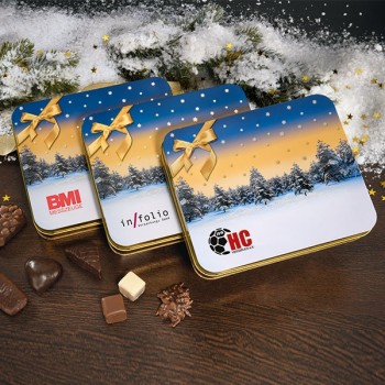 Präsentdose "Winterwald"  mit Ihrem Firmenlogo (Bereits ab 50 Stück erhältlich.)